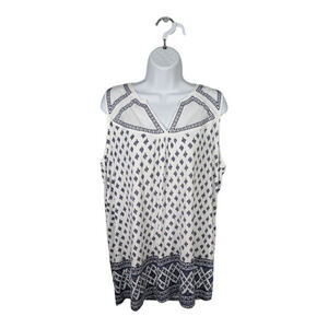 Dalia Sleeveless Top Lace Embroidery Stretchy Blue/White XL
